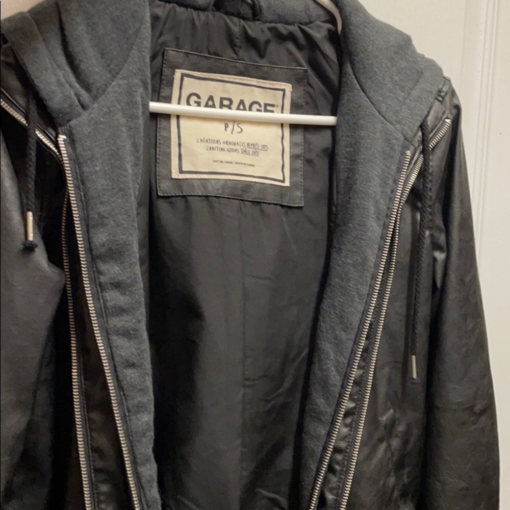 Garage Small Faux Leather Hoodie